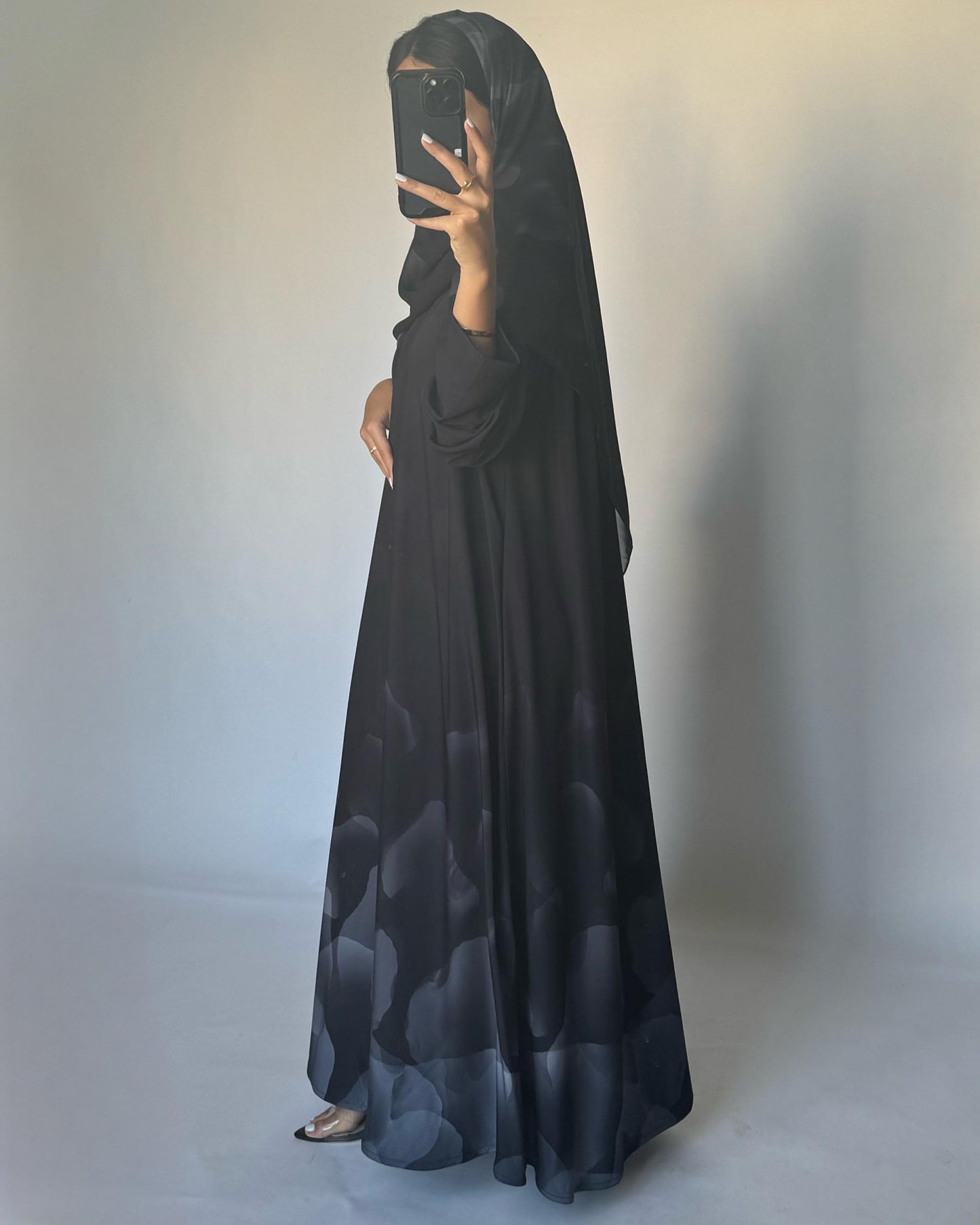 A268 -  Black & Gray Daily Abaya