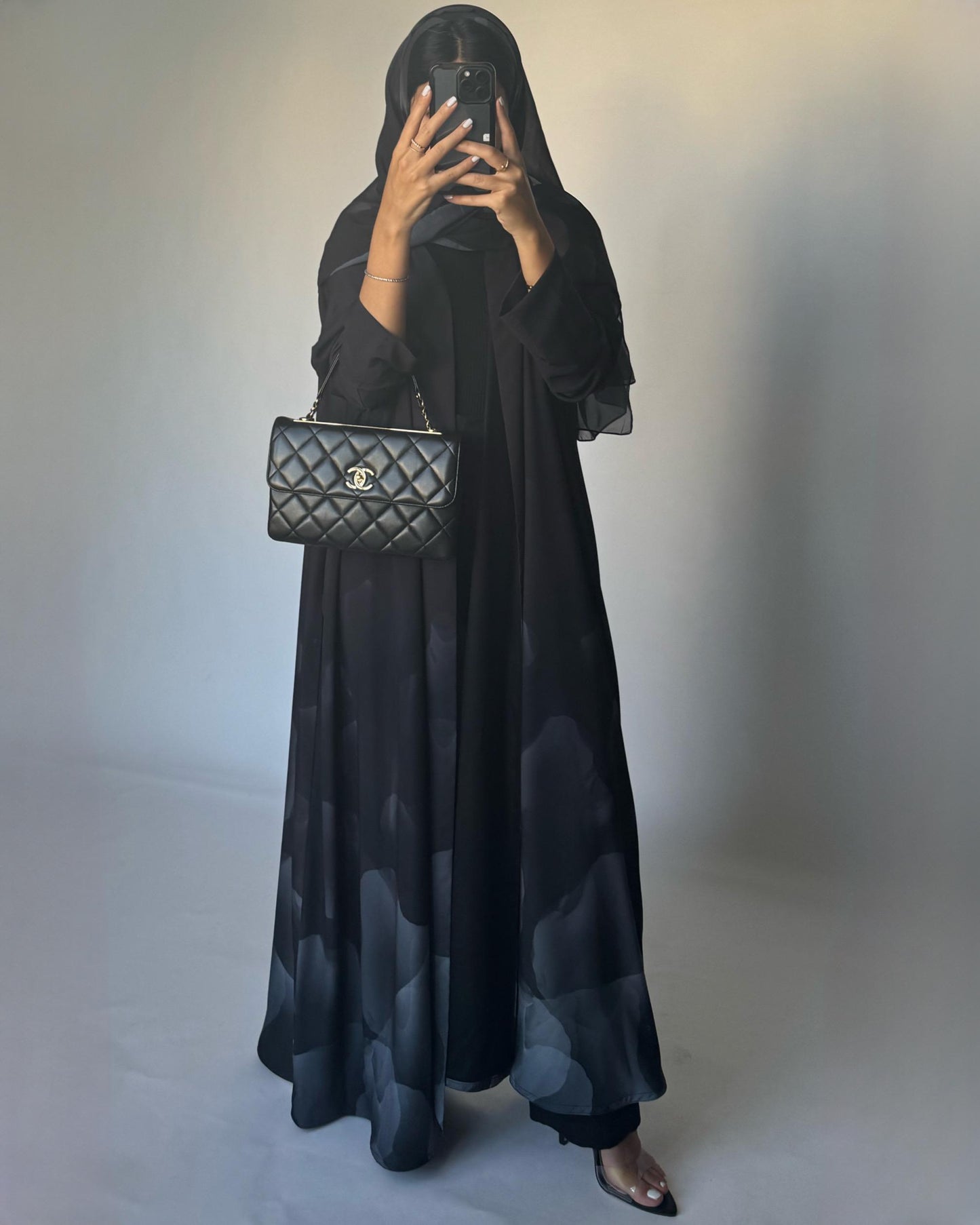 A268 -  Black & Gray Daily Abaya