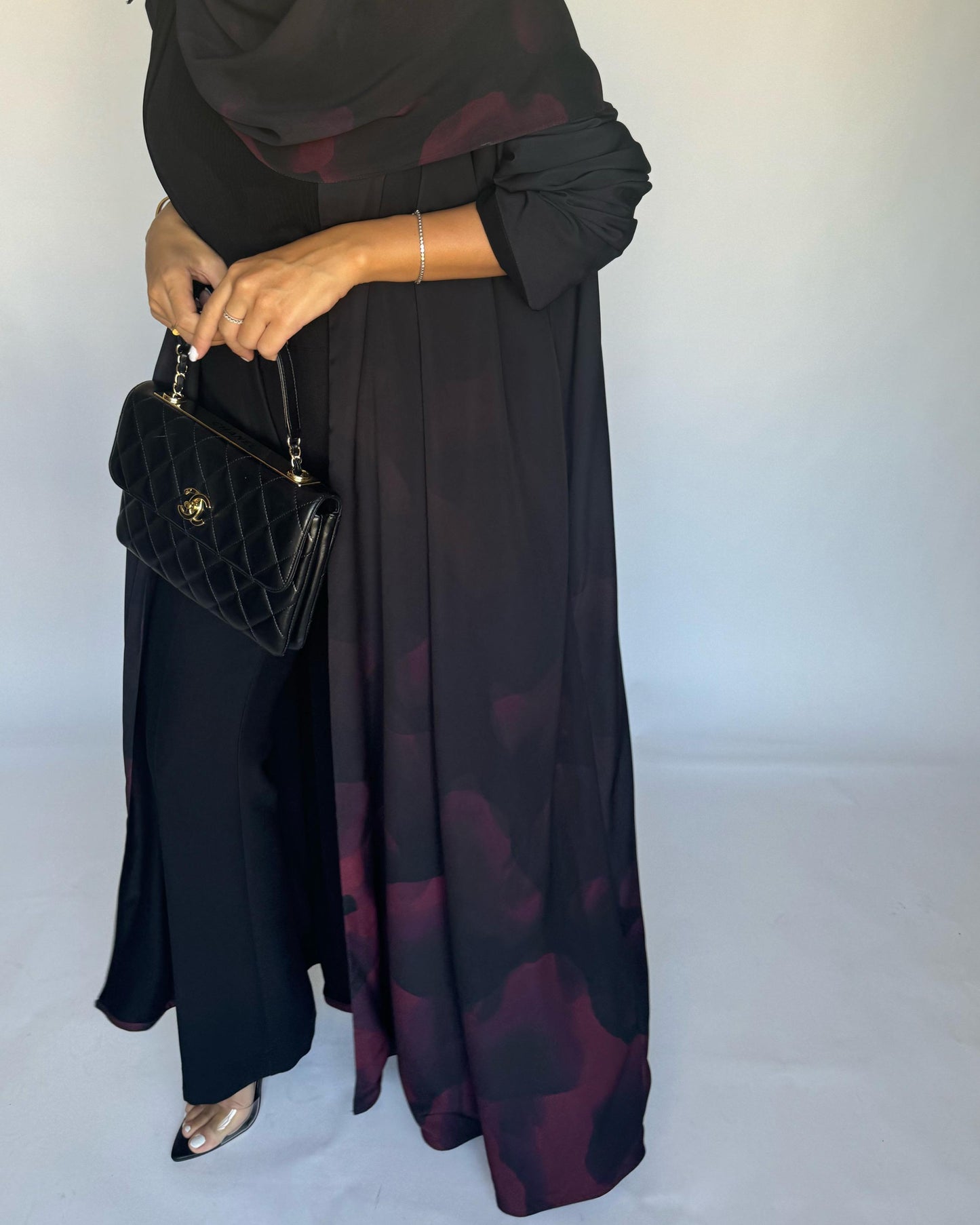 A267 -  Black & Maroon Daily Abaya