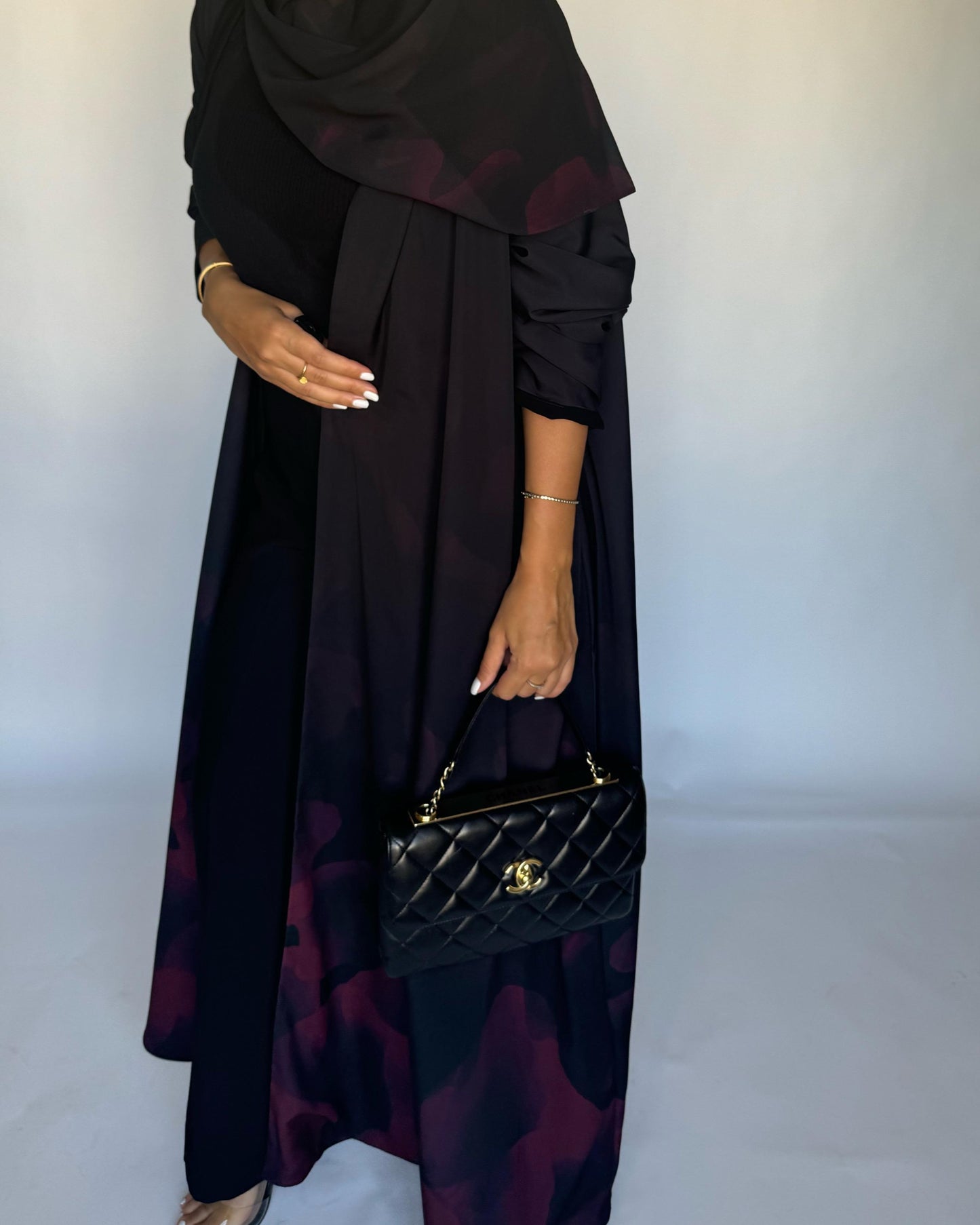 A267 -  Black & Maroon Daily Abaya