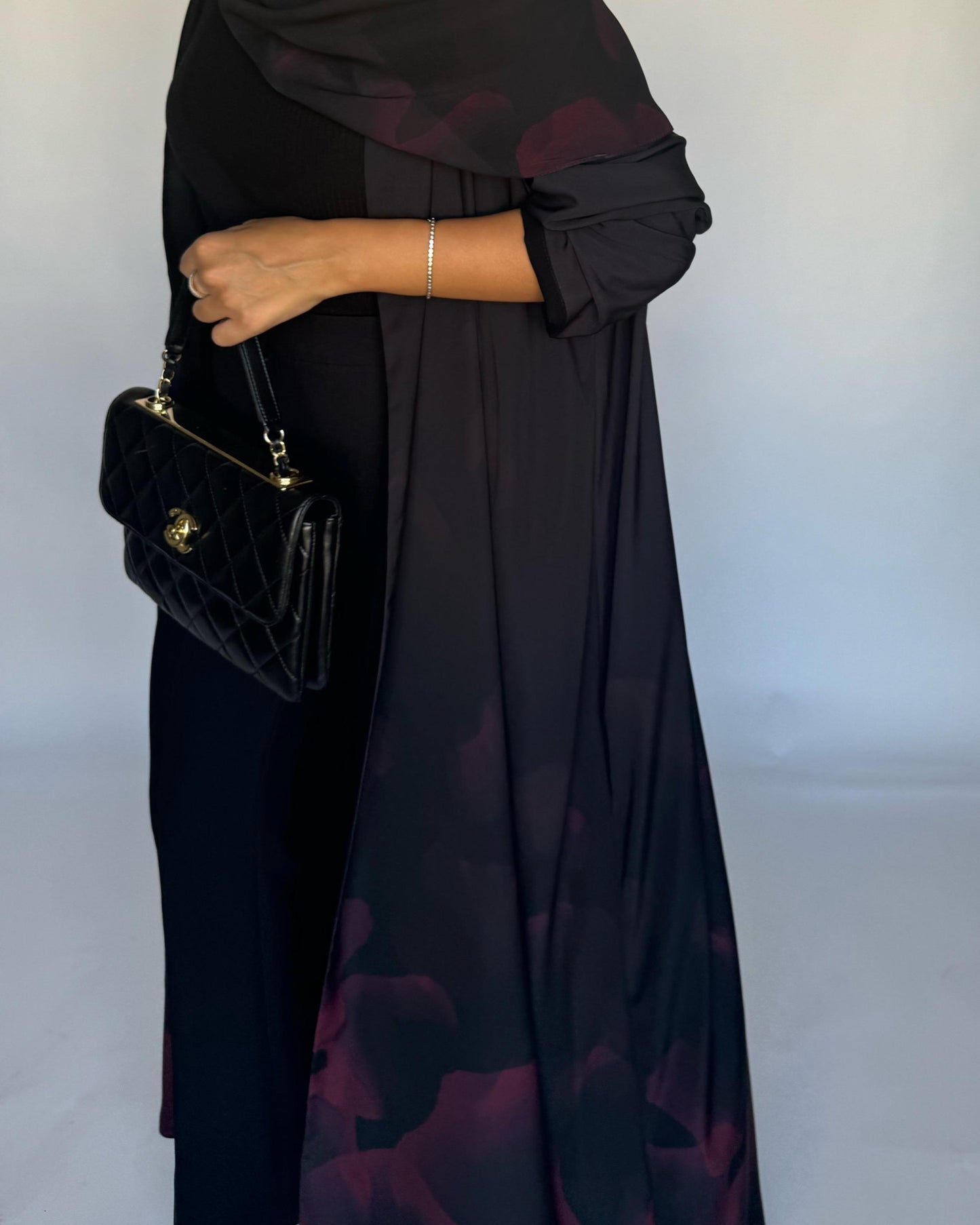 A267 -  Black & Maroon Daily Abaya