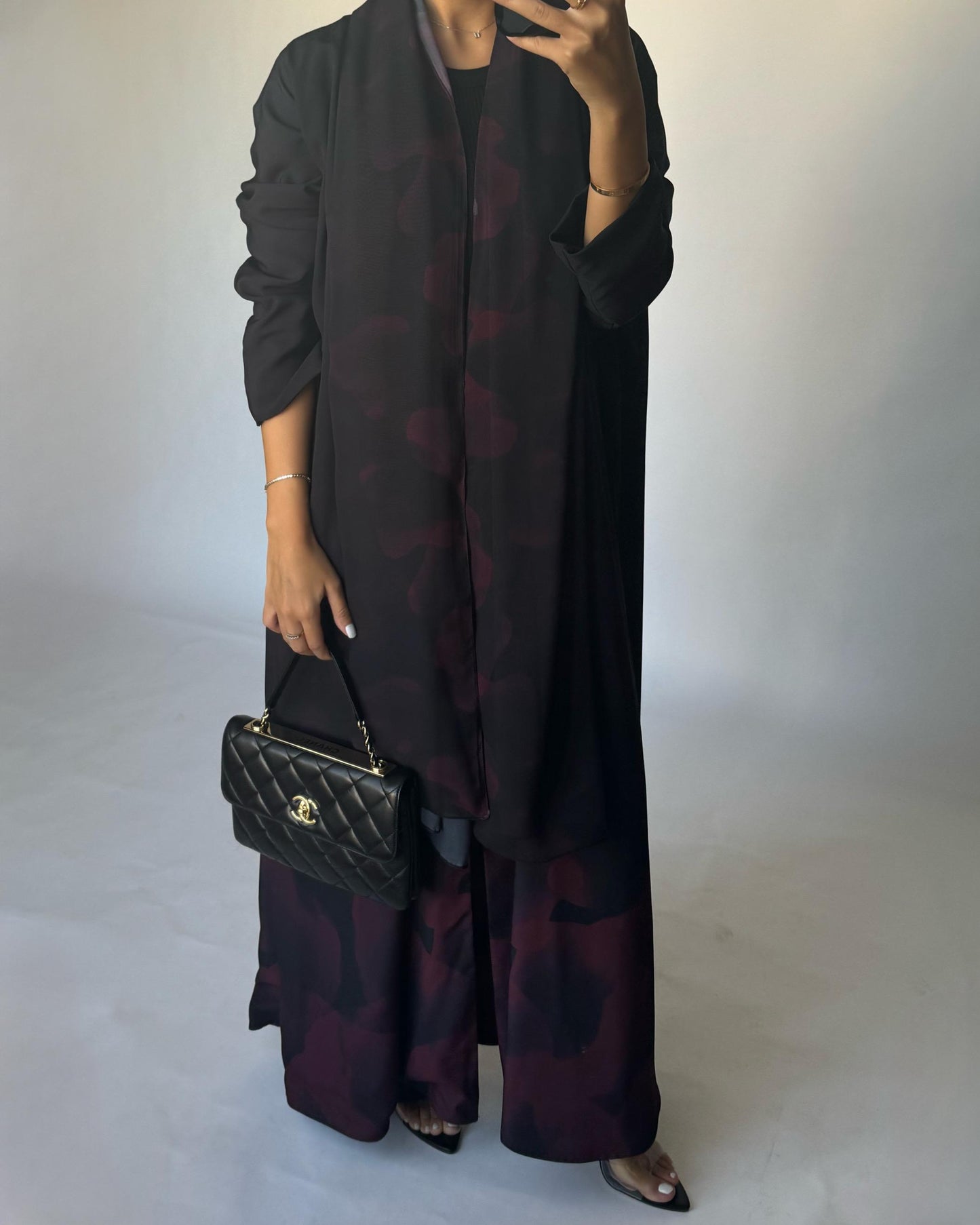 A267 -  Black & Maroon Daily Abaya