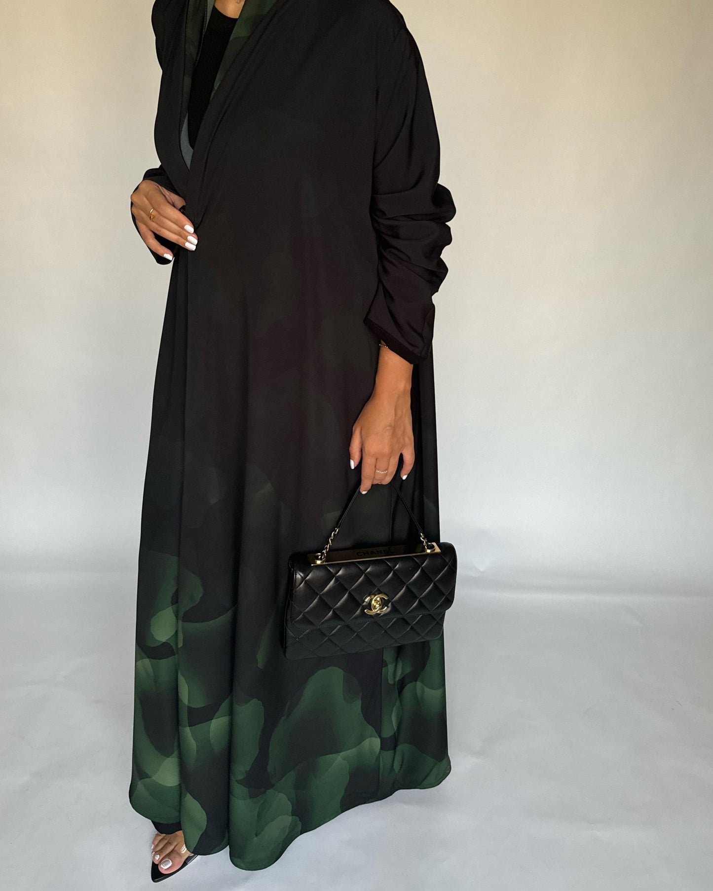 A266 -  Black & Green Daily Abaya