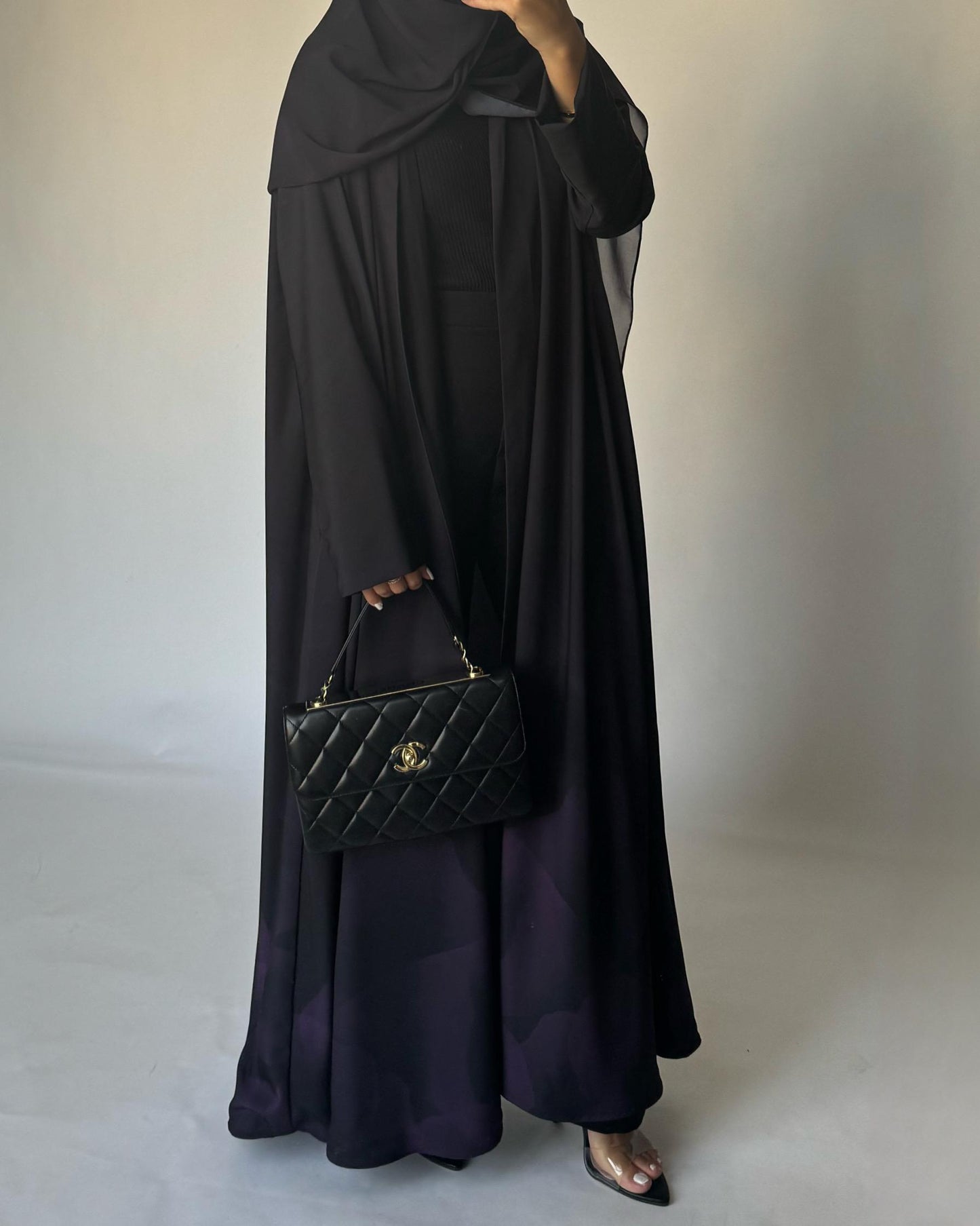 A264 -  Black & Purple Daily Abaya