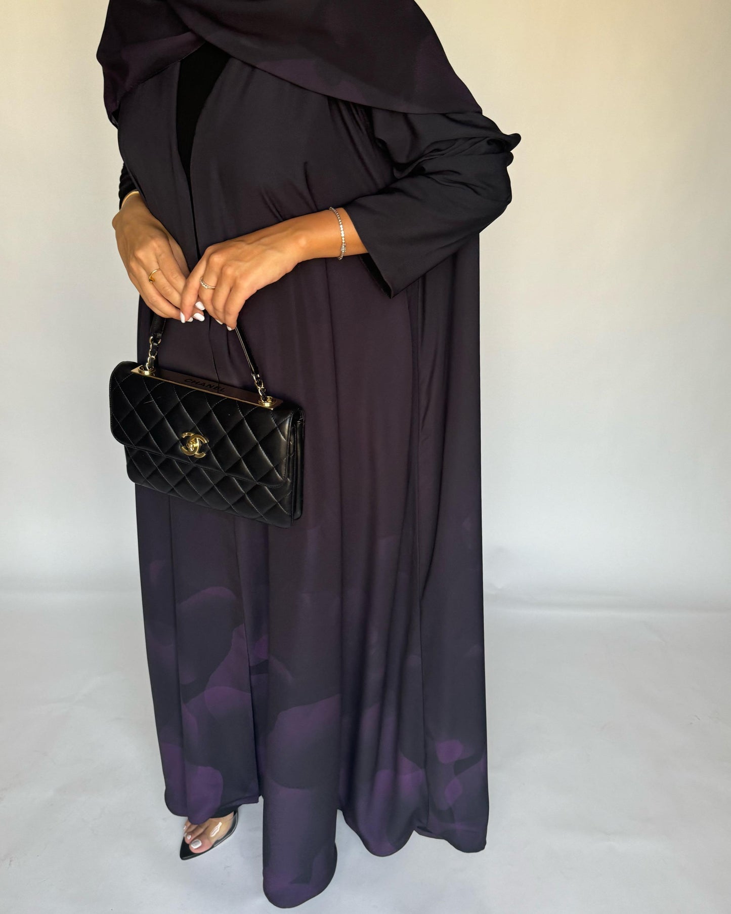 A264 -  Black & Purple Daily Abaya