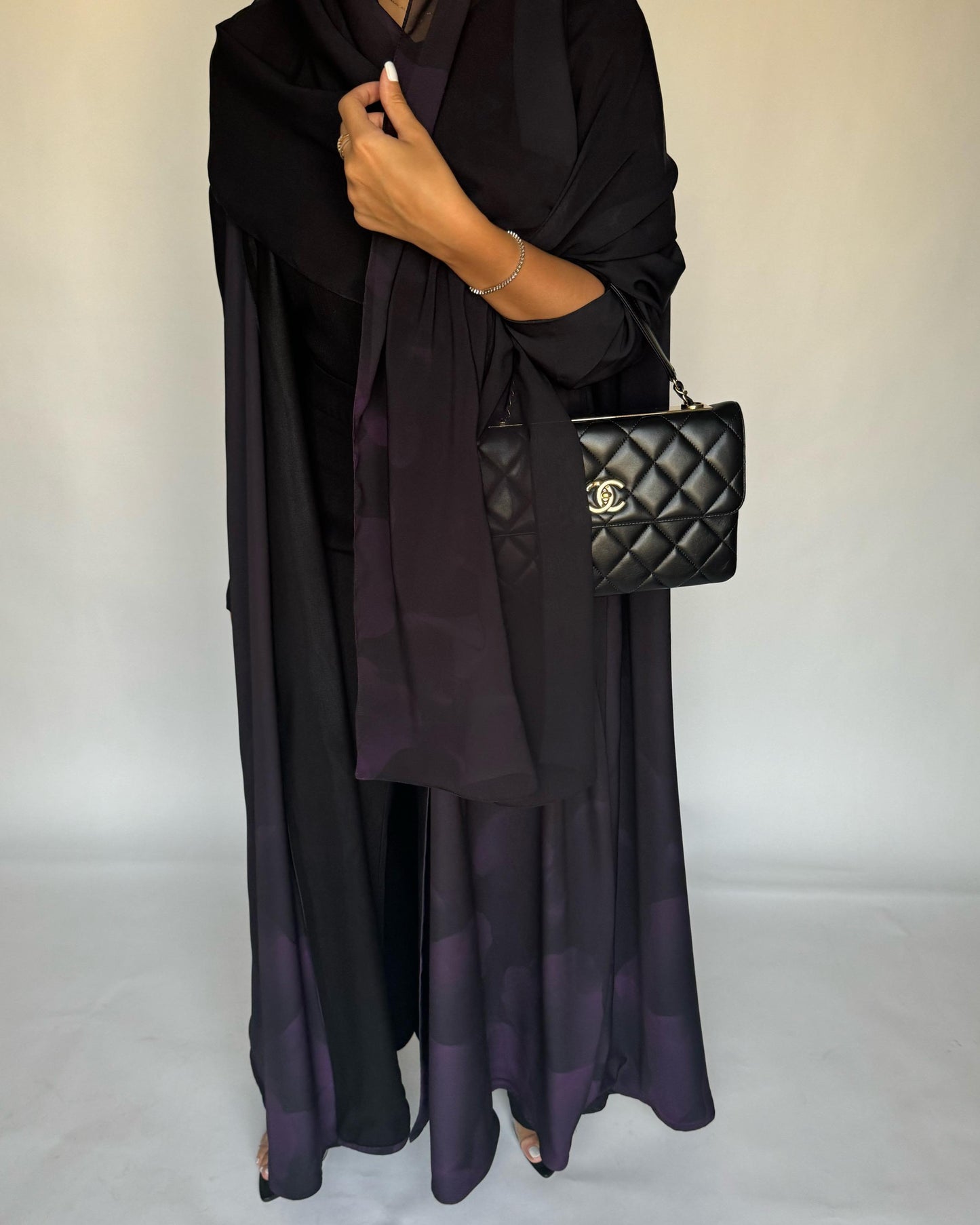 A264 -  Black & Purple Daily Abaya