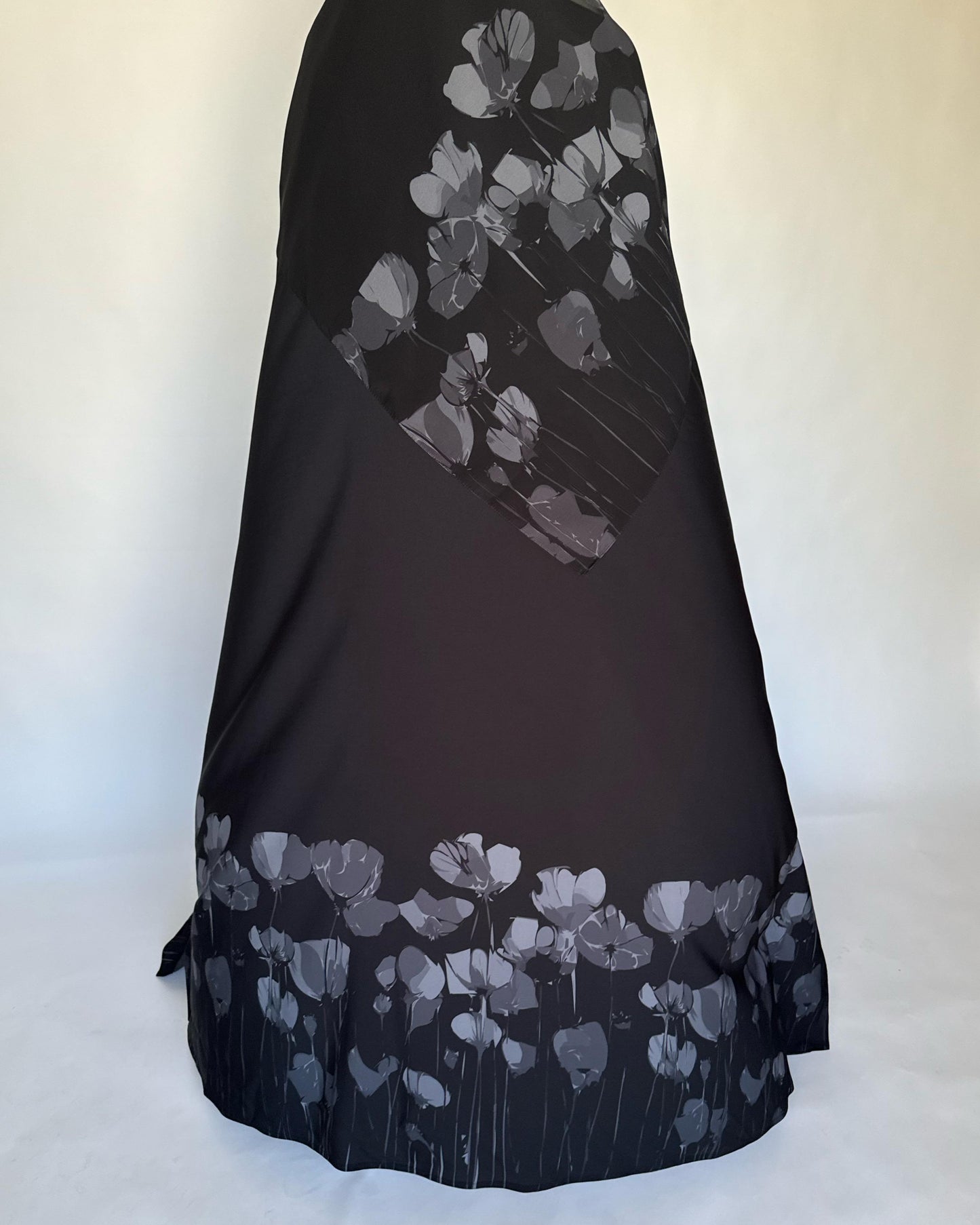 A276 - Black & Gray Flower Abaya