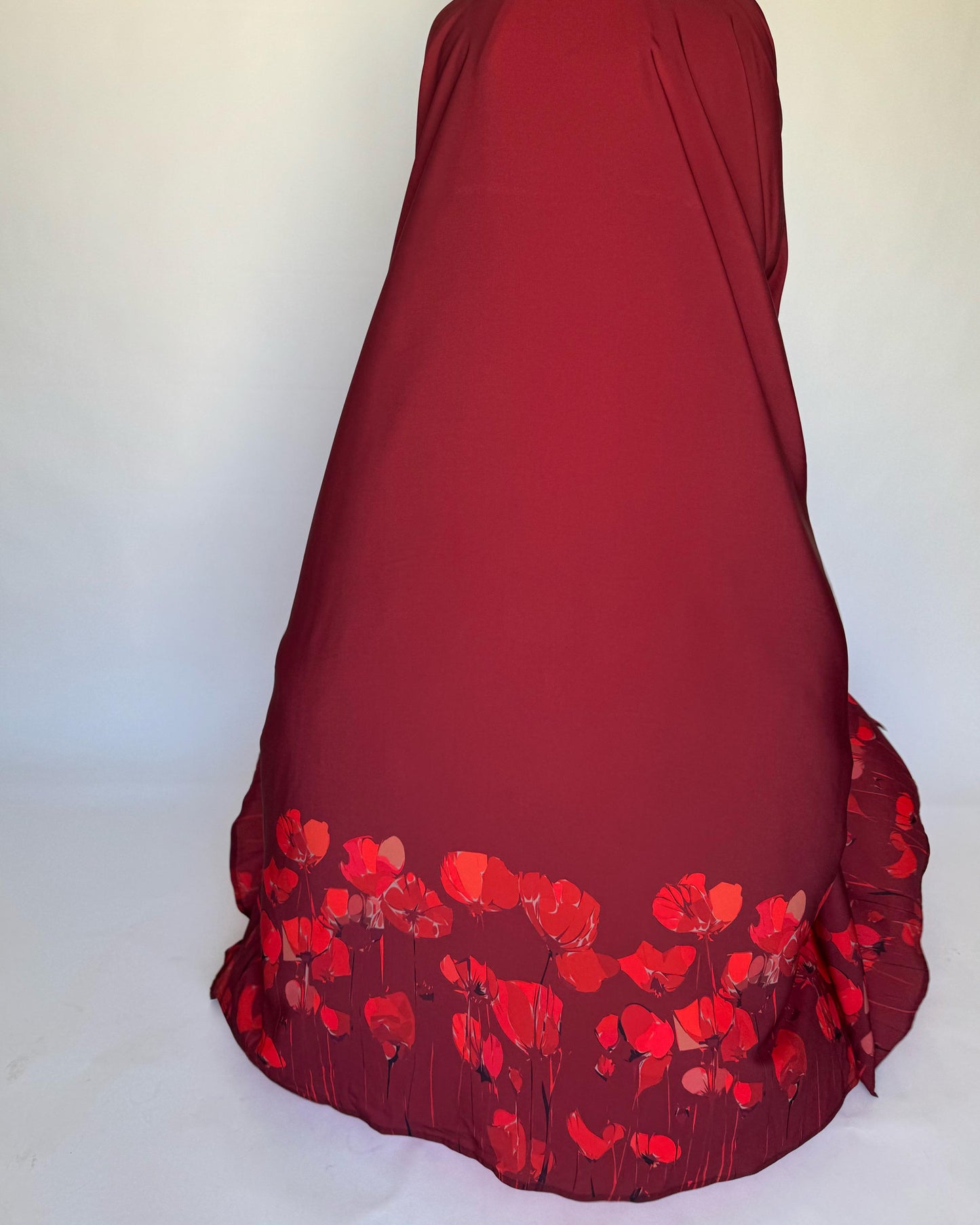 A272 - Maroon & Red Flower Abaya