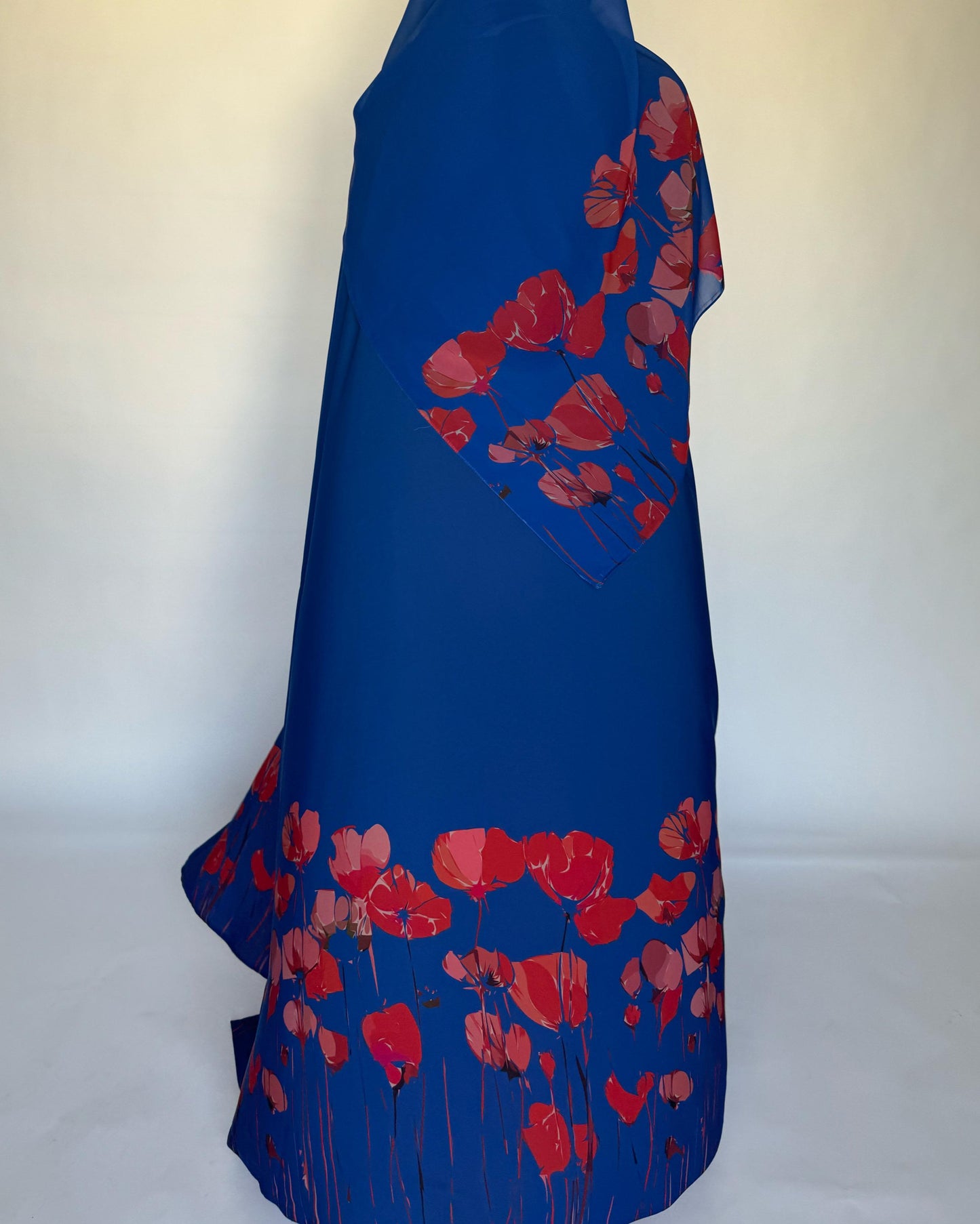 A269 -  Blue & Red Flower Abaya