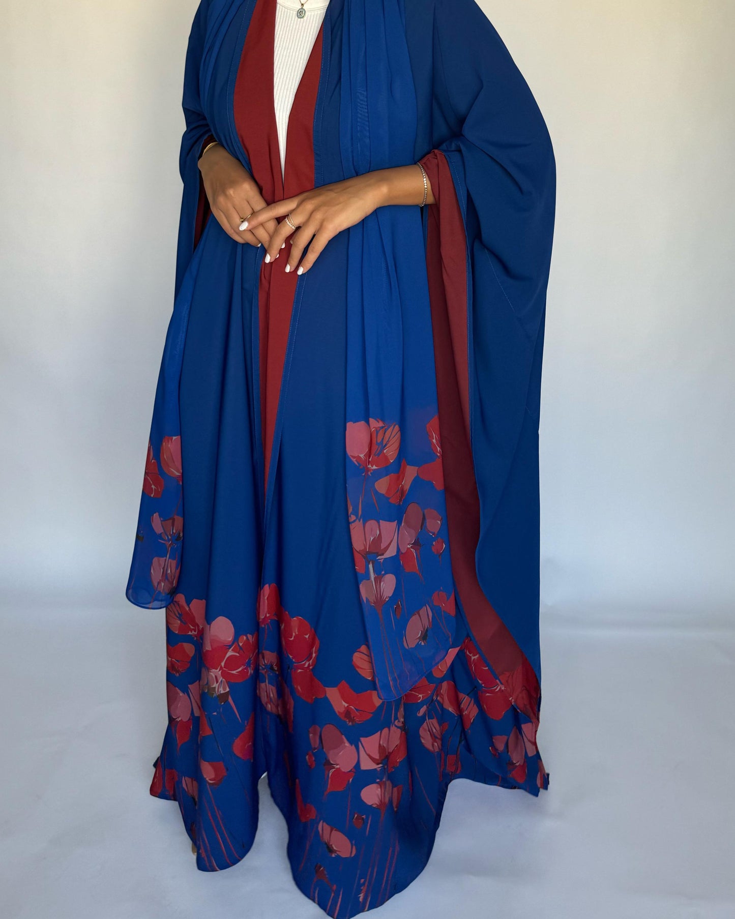 A269 -  Blue & Red Flower Abaya