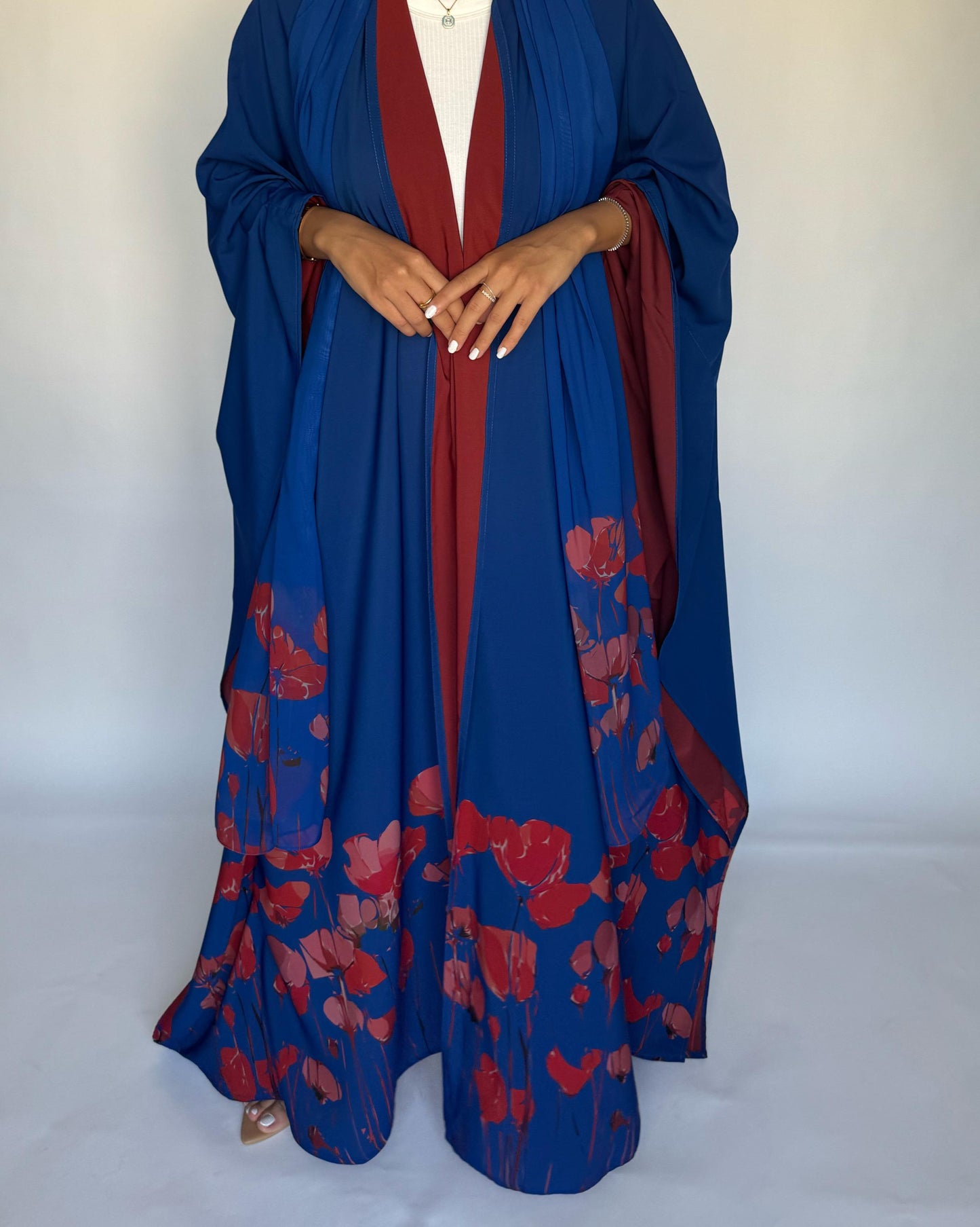 A269 -  Blue & Red Flower Abaya