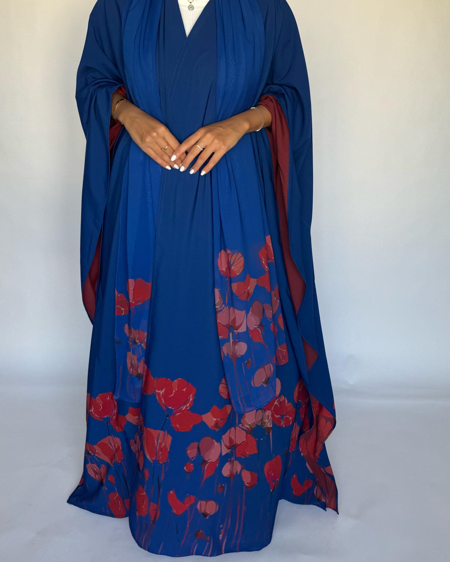 A269 -  Blue & Red Flower Abaya