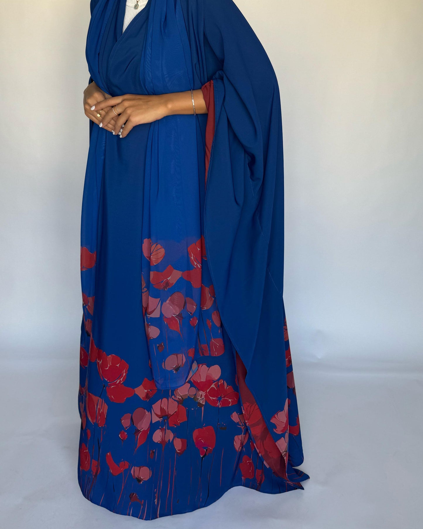 A269 -  Blue & Red Flower Abaya