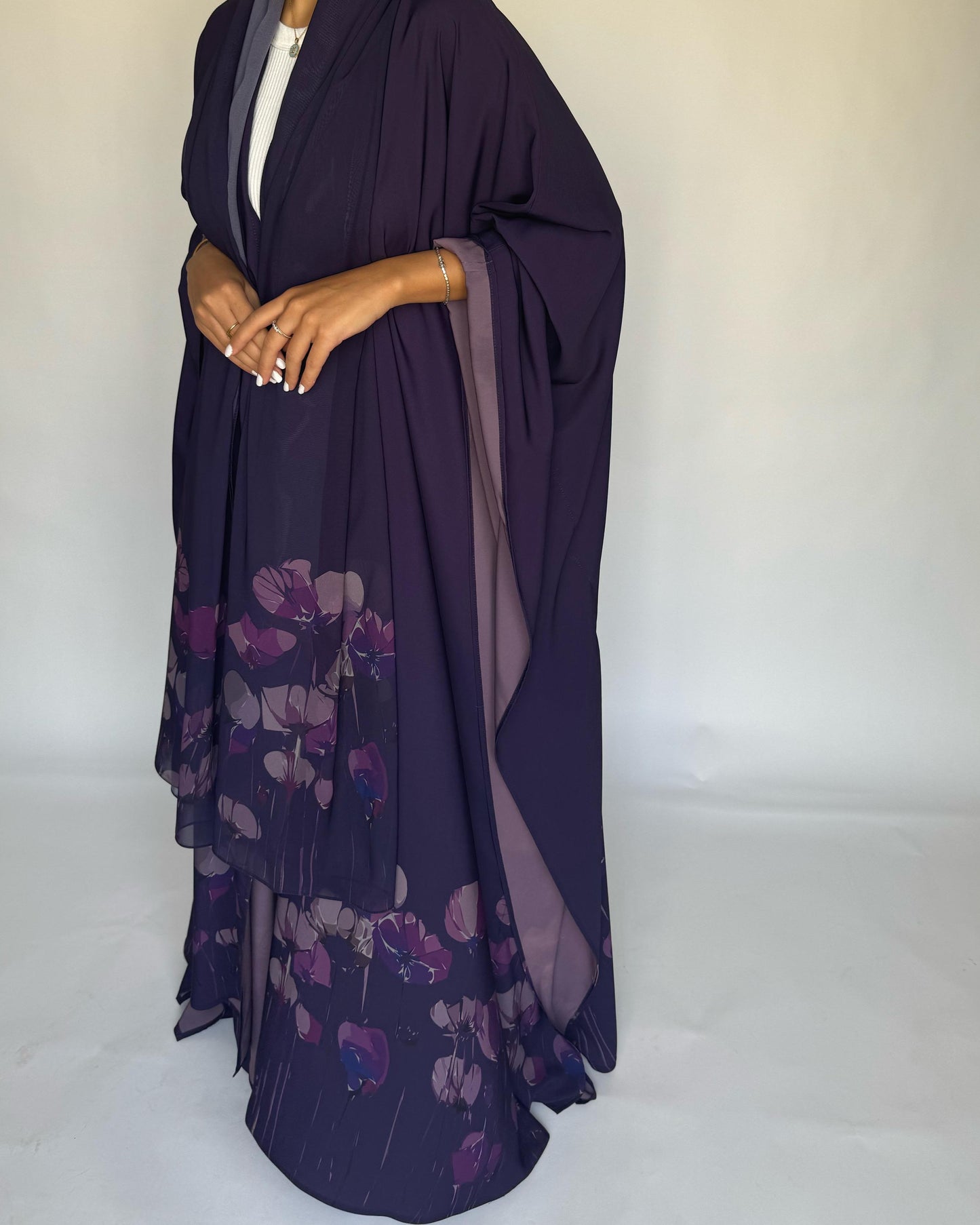 A271 -  Purple Flower Abaya