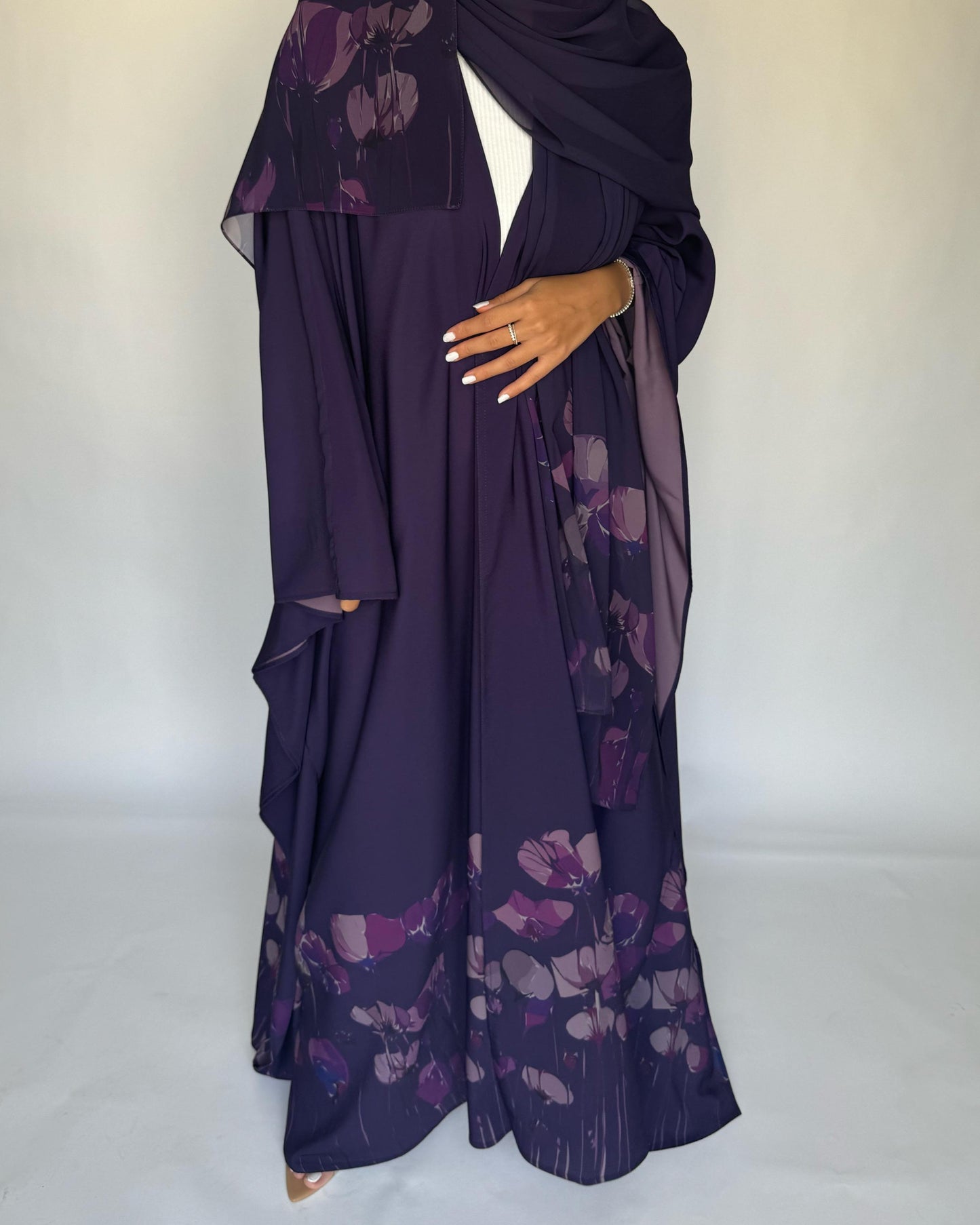 A271 -  Purple Flower Abaya