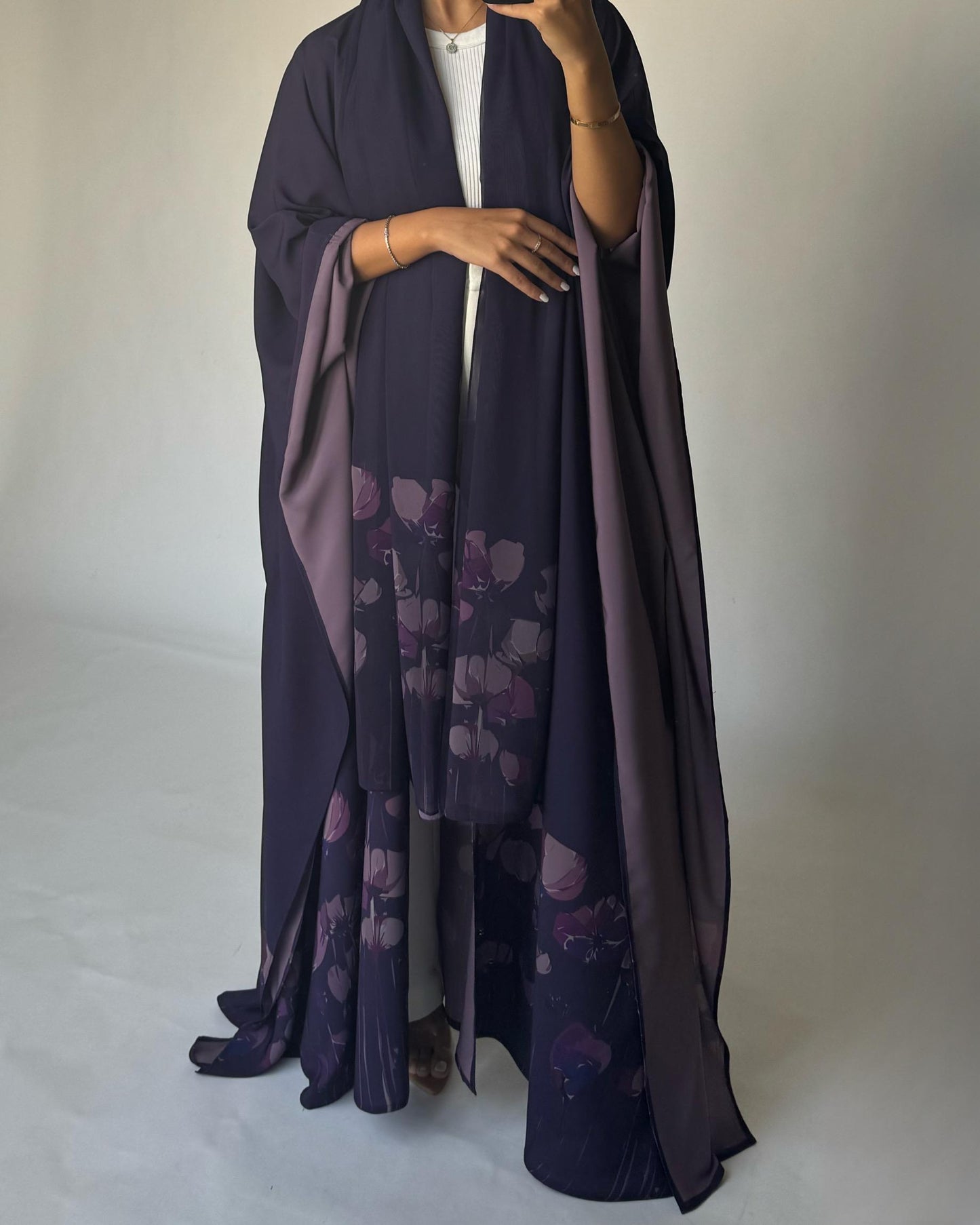 A271 -  Purple Flower Abaya