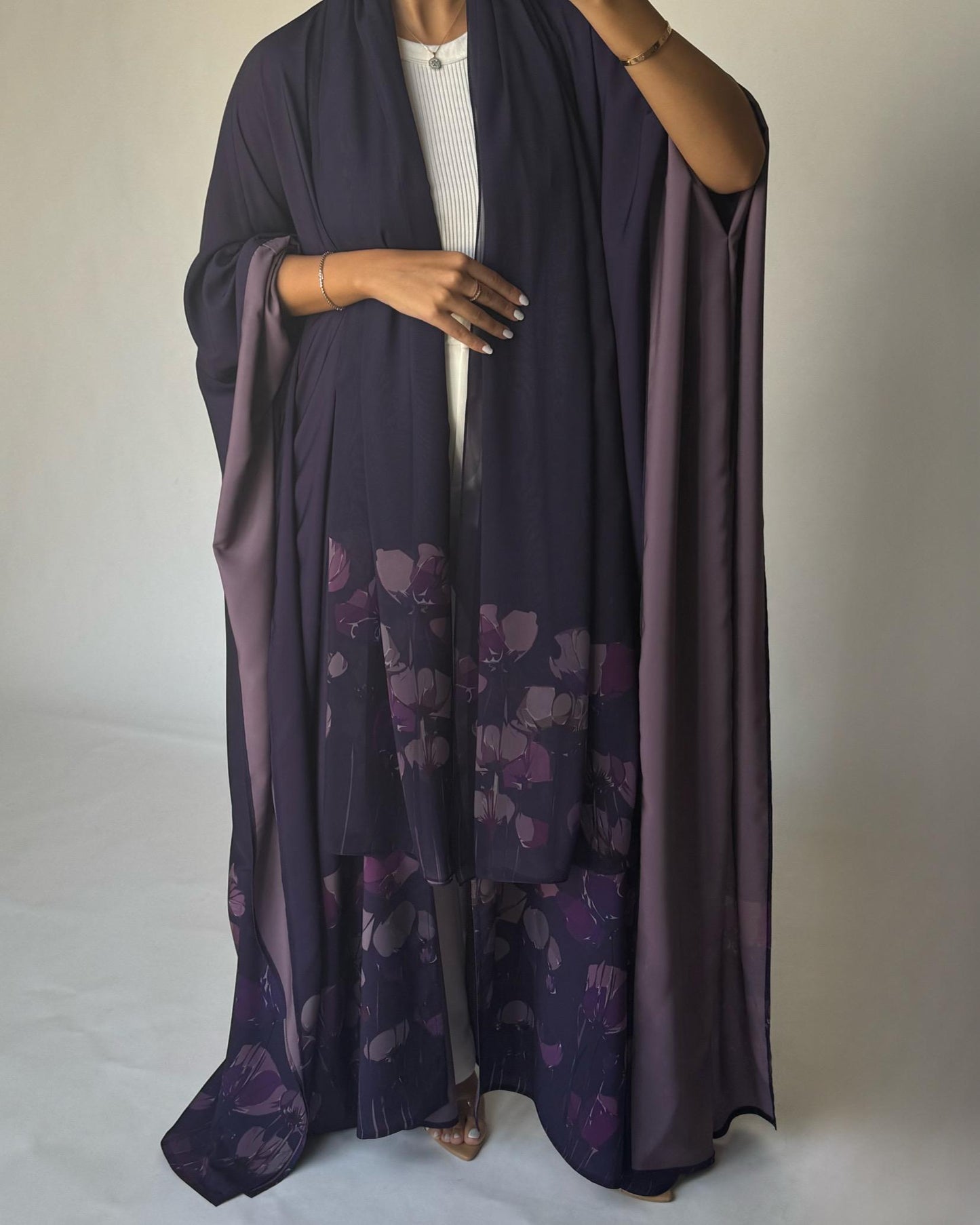 A271 -  Purple Flower Abaya