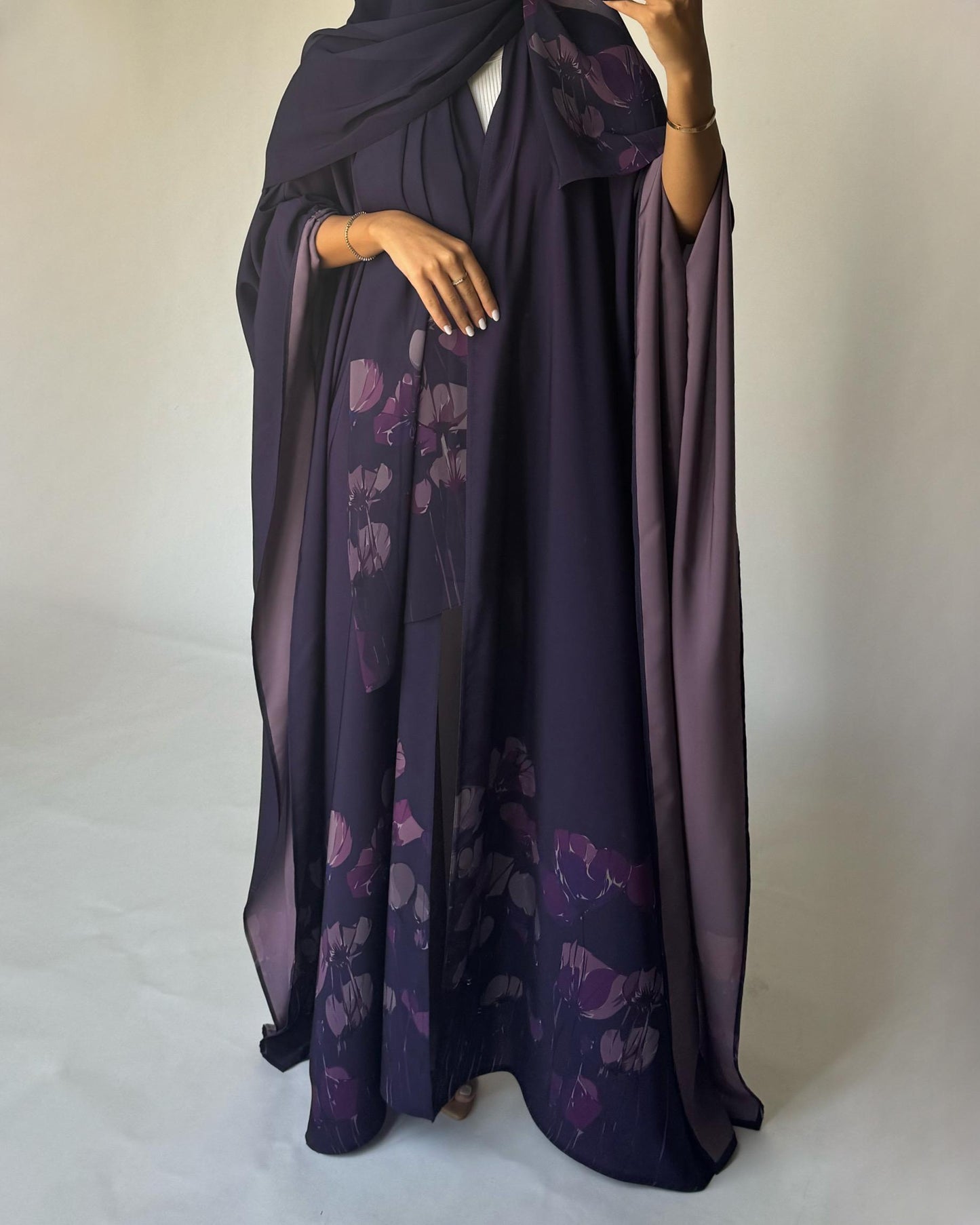 A271 -  Purple Flower Abaya